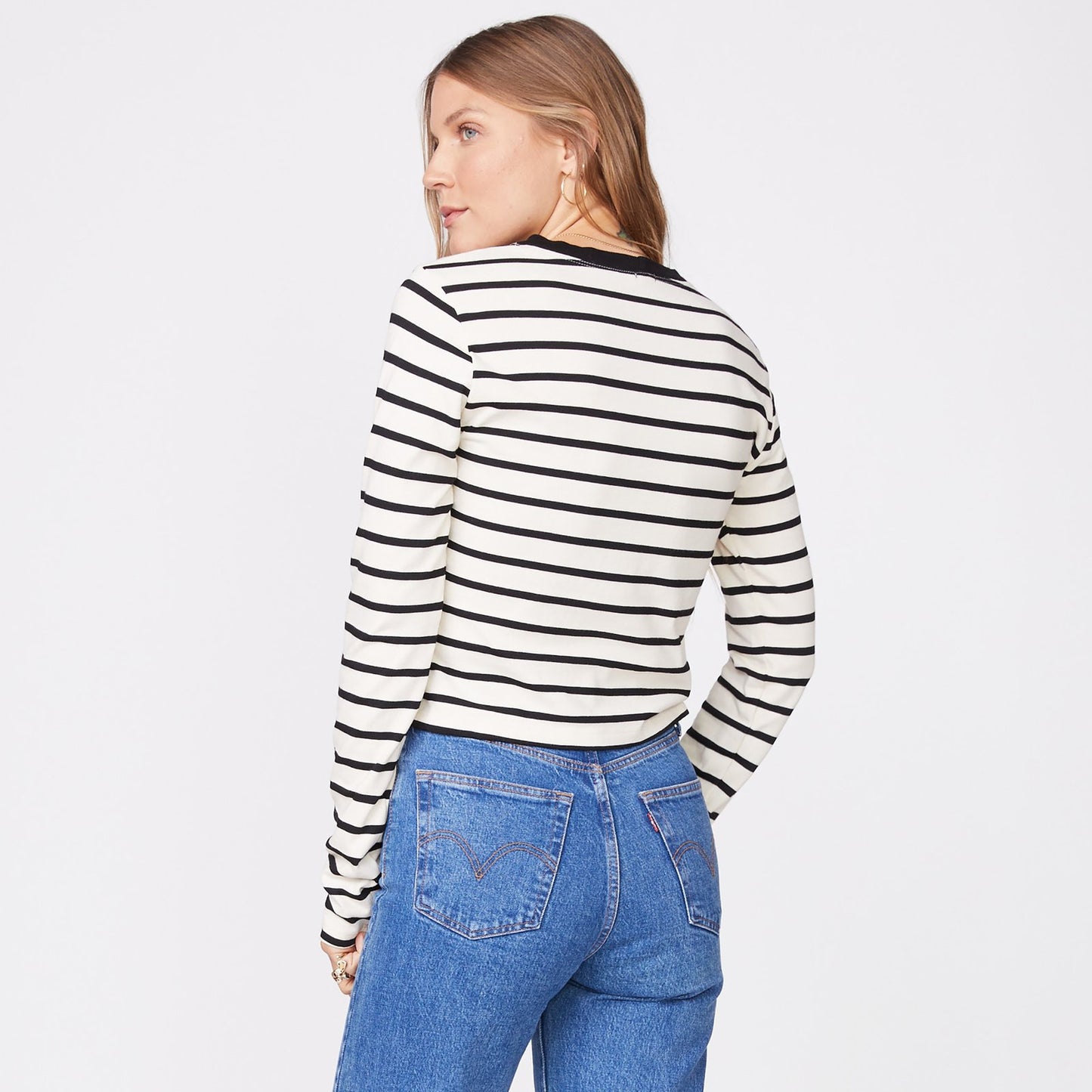 Stripe Cropped Long Sleeve