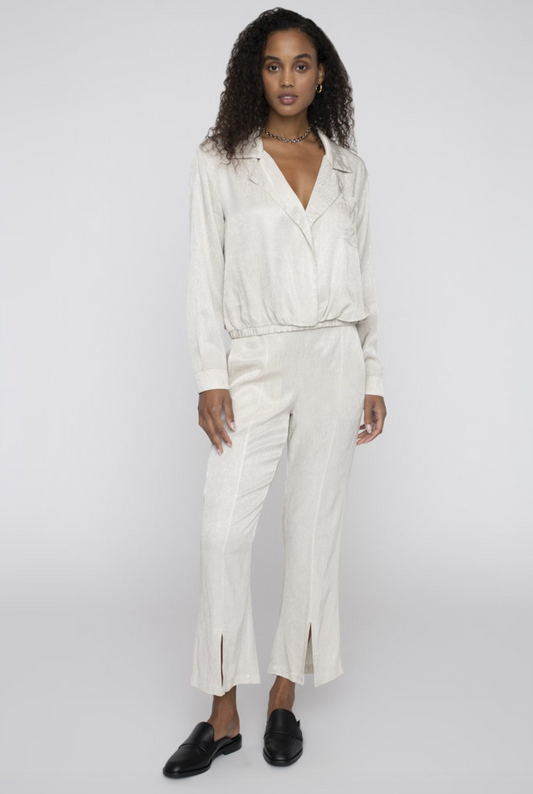 Satin Jacquard Cropped Shirt