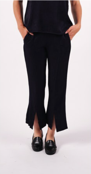 Satin Jacquard Front Slit Trouser