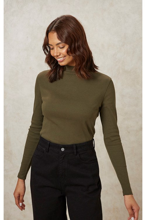 Hiral Rib Turtleneck Top