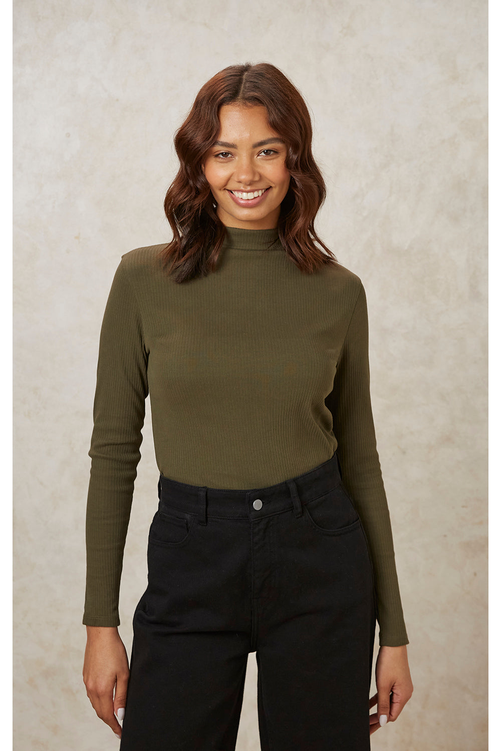 Hiral Rib Turtleneck Top